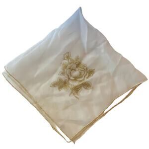 Mid Century Chiffon Head Scarf Sheer Sparkle Wedding Floral Grannycore Chic